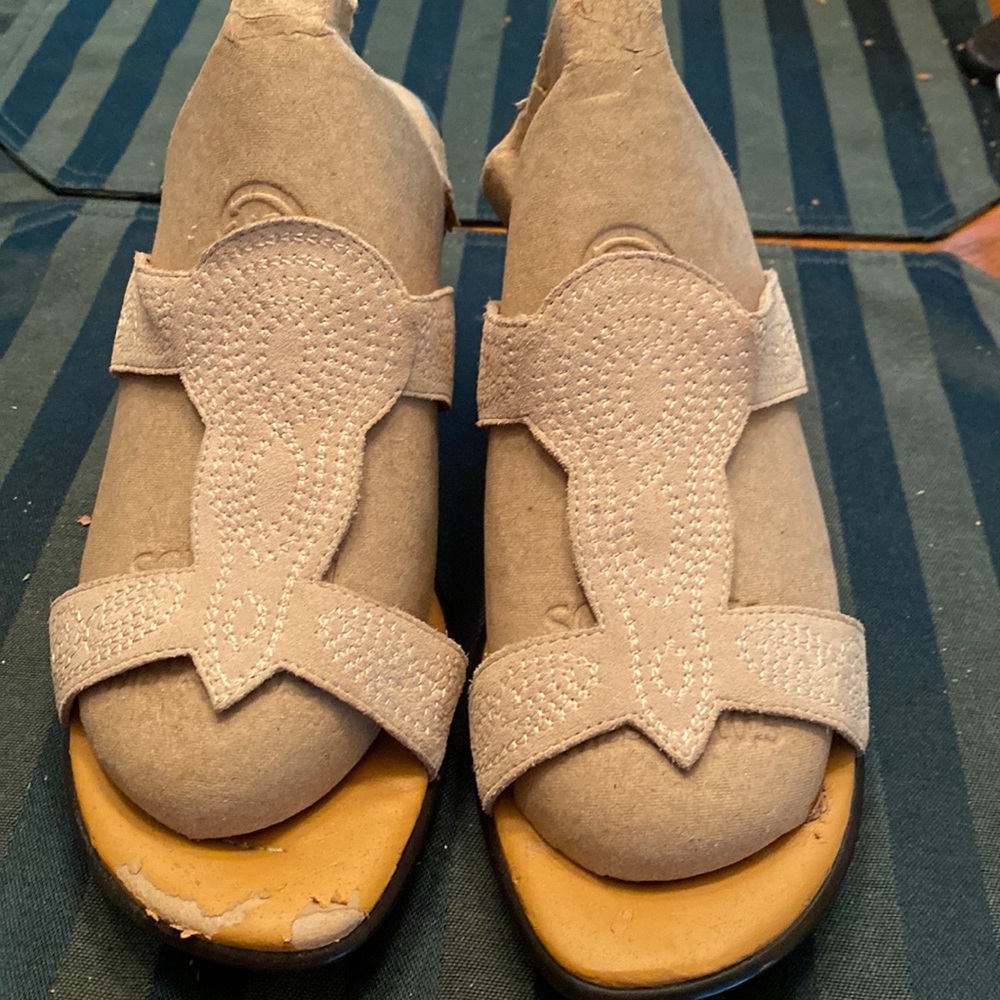 Leather Upper Slide Sandals